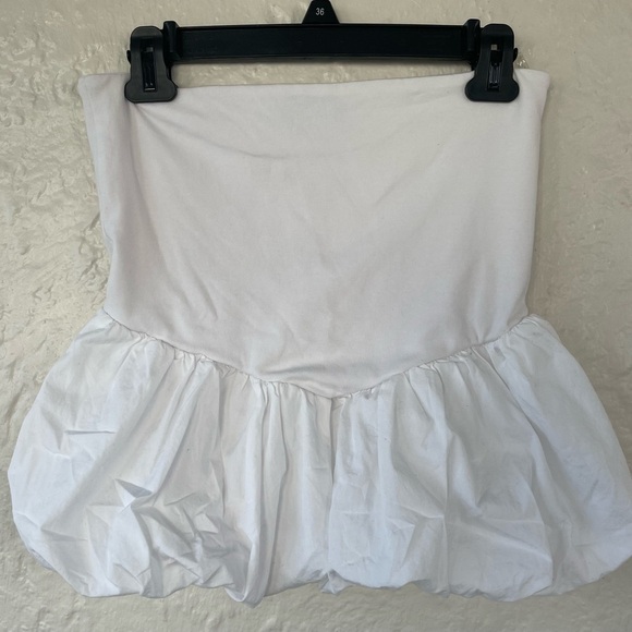 White Ruched Bubble Mini Blouse for Cocktail - Picture 1 of 5